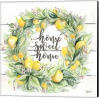 Watercolor Lemon Wreath Home Sweet Home Fine Art Print