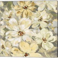 Scattered Spring Petals Neutral Gray Crop Fine Art Print