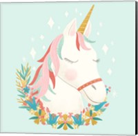 Unicorns and Flowers I Fine Art Print