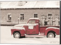Old Sled Works Red Truck Fine Art Print