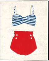 Retro Swimwear IV Newsprint Fine Art Print