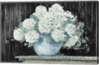 White Hydrangea on Black Crop Fine Art Print