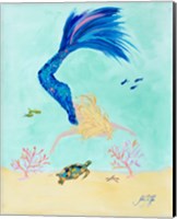 Mermaid and Sea Turtle I Fine Art Print