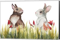 Bunnies Among the Flowers I Fine Art Print