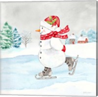 Let it Snow Blue Snowman V Fine Art Print