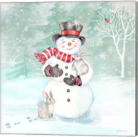 Let it Snow Blue Snowman VI Fine Art Print