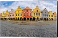 Czech Republic, Telc Panoramic Of Colorful Houses On Main Square Fine Art Print