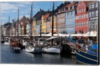 Colorful Buildings, Boats And Canal, Denmark, Copenhagen Fine Art Print