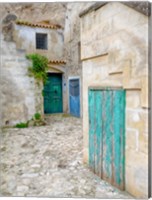 Italy, Basilicata, Matera Doors In A Courtyard In The Old Town Of Matera Fine Art Print