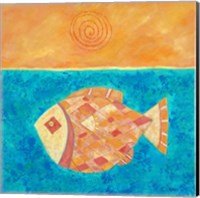 Fish With Spiral Sun Fine Art Print