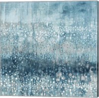 Rain Abstract IV Blue Silver Fine Art Print