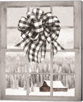 Christmas Barn with Bow Fine Art Print
