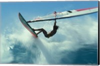 Windsurfer Jumping Over Wave Fine Art Print