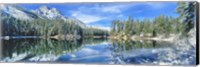 Snow Covered Mountain And Trees Reflected In Lake, Grand Tetons, Wyoming Fine Art Print