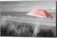 Beach Umbrella On The Beach, Saunton, North Devon, England Fine Art Print