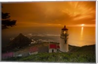 Cape Meares Lighthouse At Golden Hour, Tillamook County, Oregon Fine Art Print