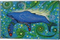 Humpback Swimming with Yellow Bubbles Fine Art Print