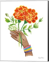 Floral Hand I No Design Tan Fine Art Print