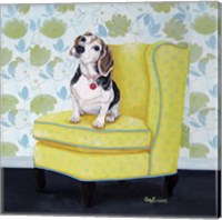 Beagle on Yellow Fine Art Print