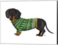 Christmas Des - Dachshund and Christmas Sweater Fine Art Print
