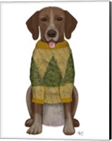 Christmas Des - Mutt in Yellow Christmas Sweater Fine Art Print