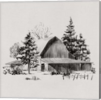 Distant Barn Sketch II Fine Art Print