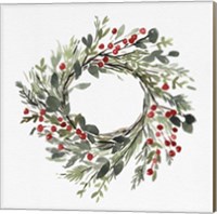 Holly Farmhouse Wreath II Fine Art Print