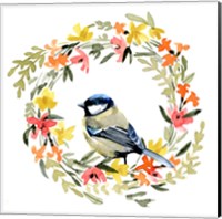 Springtime Wreath & Bird II Fine Art Print