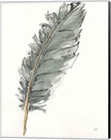 Gold Feathers VII Green Fine Art Print