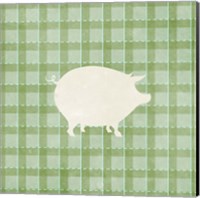 Farm Pig on Plaid Fine Art Print
