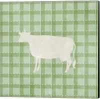 Farm Cow on Plaid Fine Art Print