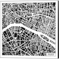 Paris Map Black Fine Art Print