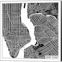 New York Map Black Fine Art Print