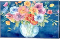 Bright Poppies Vase Navy Fine Art Print