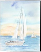 East Coast Lighthouse sailboat panel I Fine Art Print