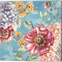 Wildflower Medley square blue II Fine Art Print