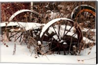 Broken Antique Wagon In Snow Fine Art Print