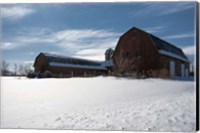 Weathered Barn In Snow Covered Field Fine Art Print