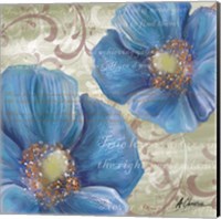 Blue Poppies and Text 2 Fine Art Print