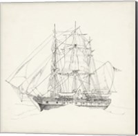 Antique Ship Sketch II Fine Art Print