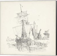 Antique Ship Sketch VII Fine Art Print