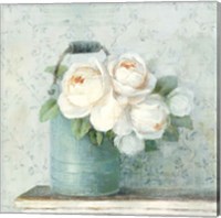 June Roses I White Blue Crop Fine Art Print