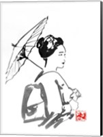 Geisha And Umbrella 2 Fine Art Print