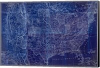 Cobalt US Map Fine Art Print