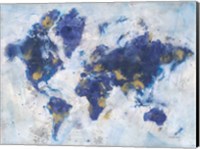 Indigo World Map Fine Art Print