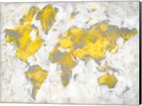 World Map Yellow Gray Fine Art Print