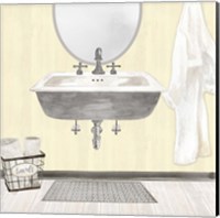 Farmhouse Bath II Gray & Yellow 2-Sink Fine Art Print