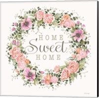 Home Sweet Home Floral Wreath Fine Art Print