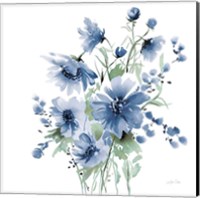 Secret Garden Bouquet I Blue Fine Art Print