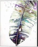 Watercolor Plantain Leaves with Purple II Fine Art Print